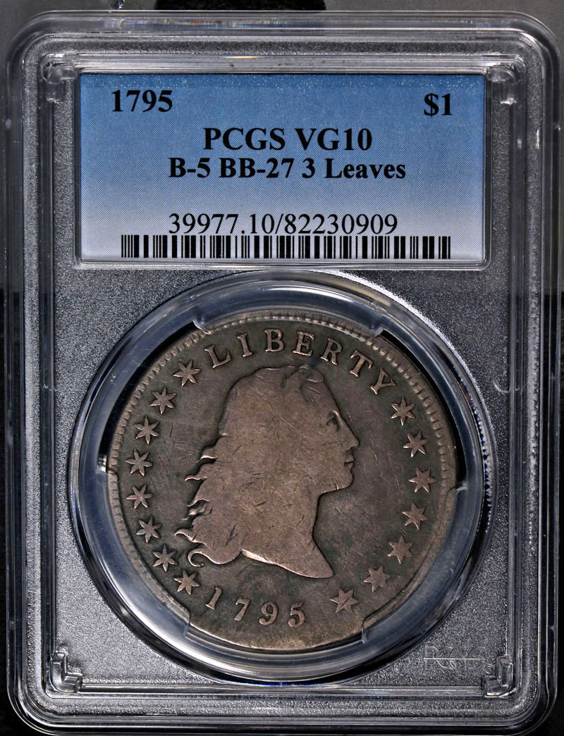 1795 Flowing Hair Bust Dollar 3-Leaves PCGS VG10 Great Eye Appeal