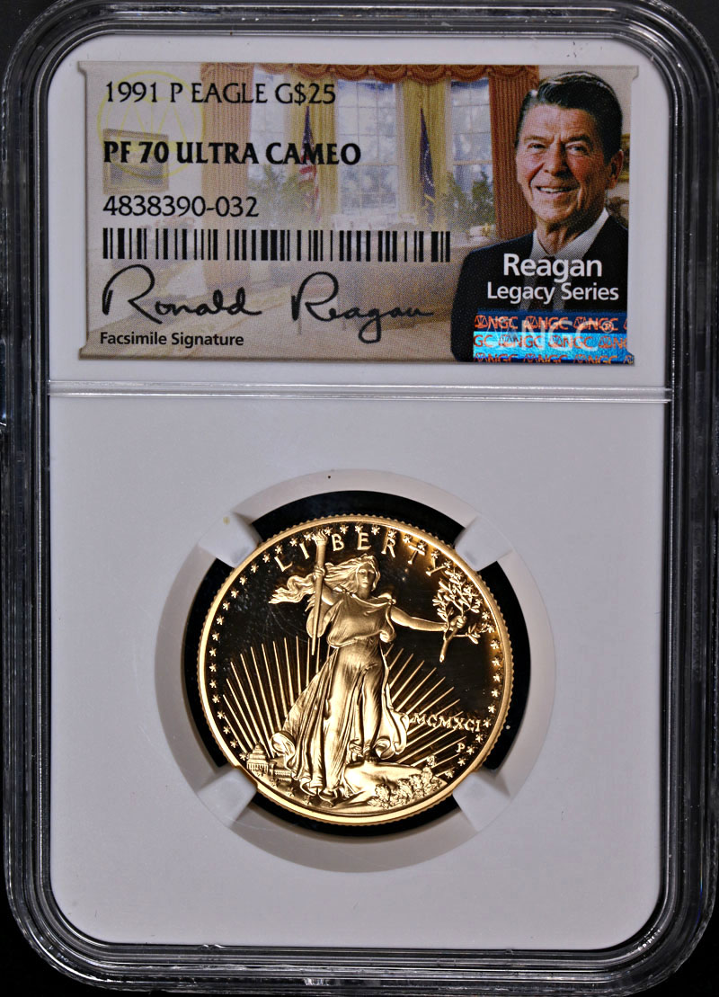 1991-P Gold American Eagle $25 NGC PF70 Ultra Cameo Ronald Reagan ...