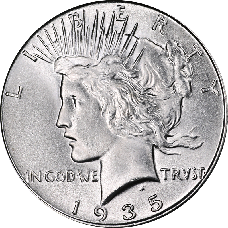 1935-S Peace Dollar Gem BU Superb Eye Appeal Strong Strike