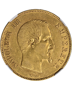 1855 A France Gold 100 Franc NGC AU53