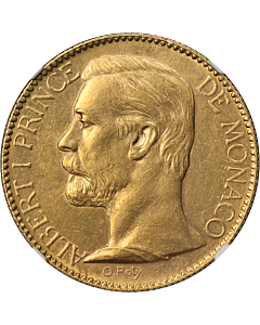 1895 A Monaco Gold 100 Franc NGC AU55